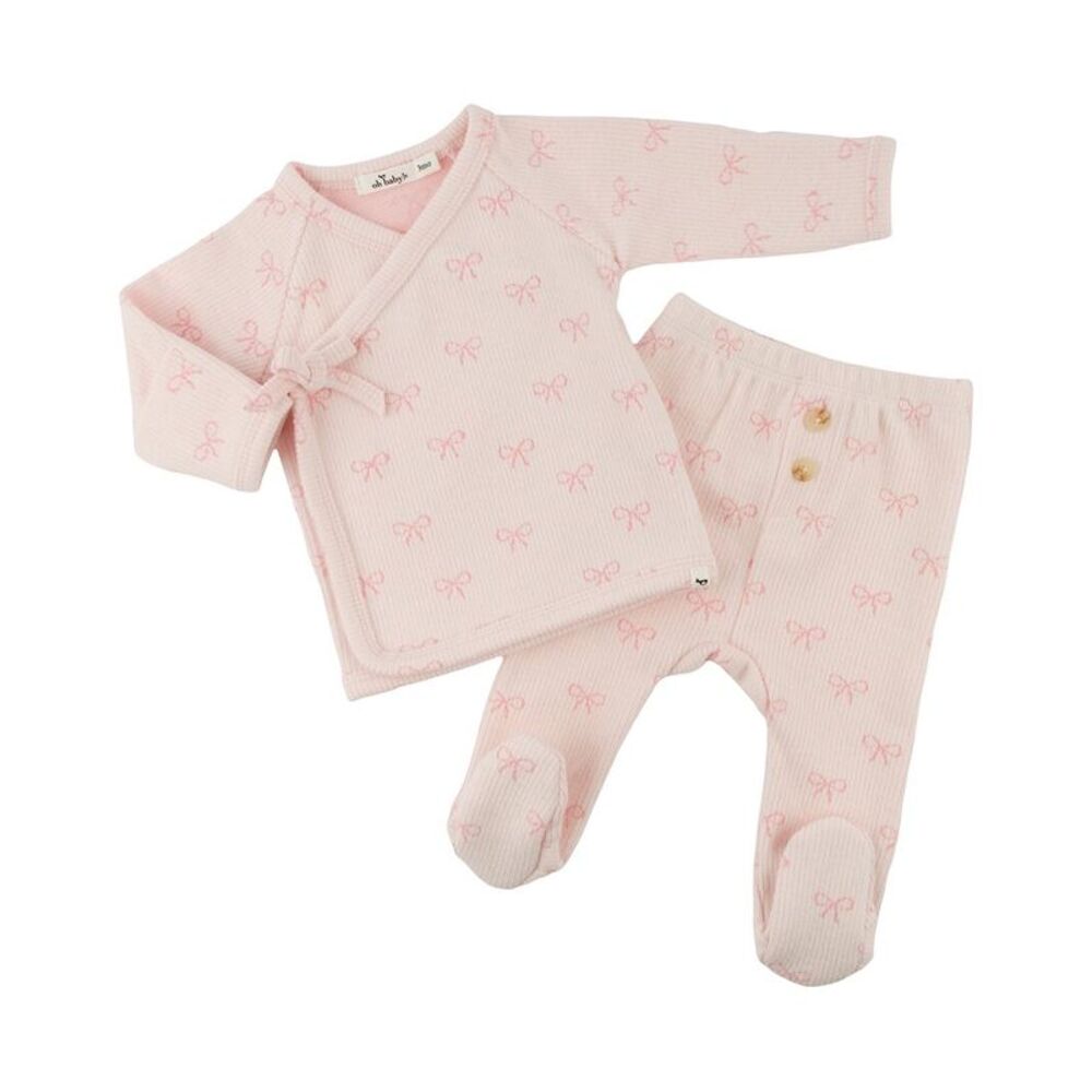 Oh Baby!  Mini Bows Kimono Set With Bow